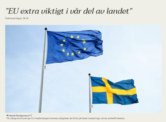 Article ”EU extra viktigt i vår del av landet”